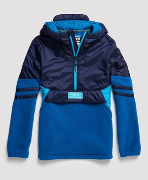 Superdry Polar International Overhead Férfi Kapucnis Pulóver Sötétkék | PKGZJ9873